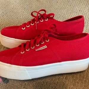 Red Superga Women’s Platforms